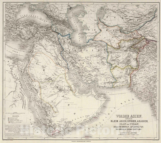 Historic Map : 1879 Asia, Syria, Arabia, Iran and Turan, Balutschistan, Afghanistan, Iraq, and the Caucasus Countries.) - Vintage Wall Art