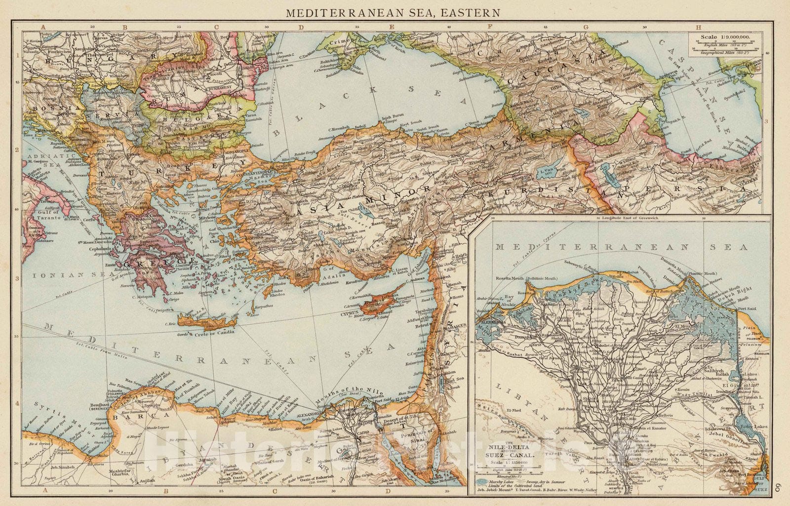 Historic Map : 1895 Mediterranean Sea E. - Vintage Wall Art