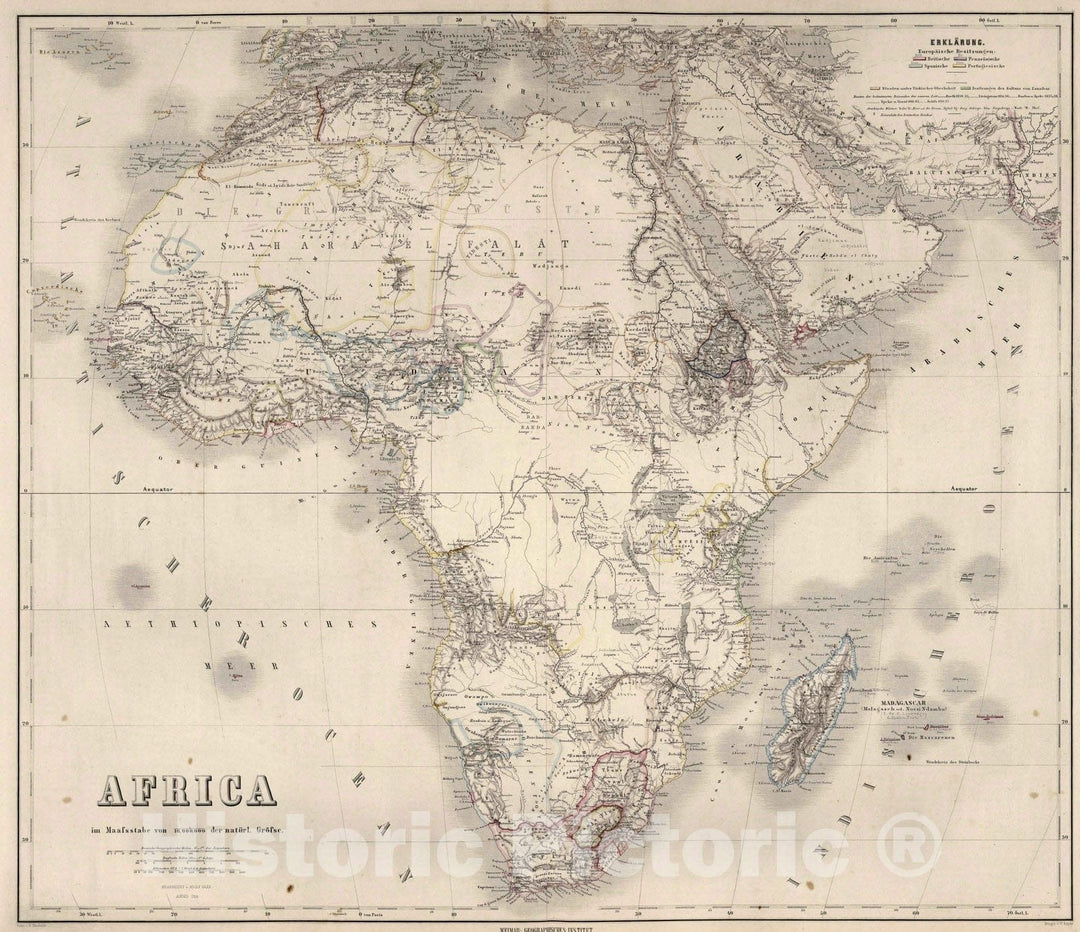 Historic Map : 1879 Africa. v2 - Vintage Wall Art