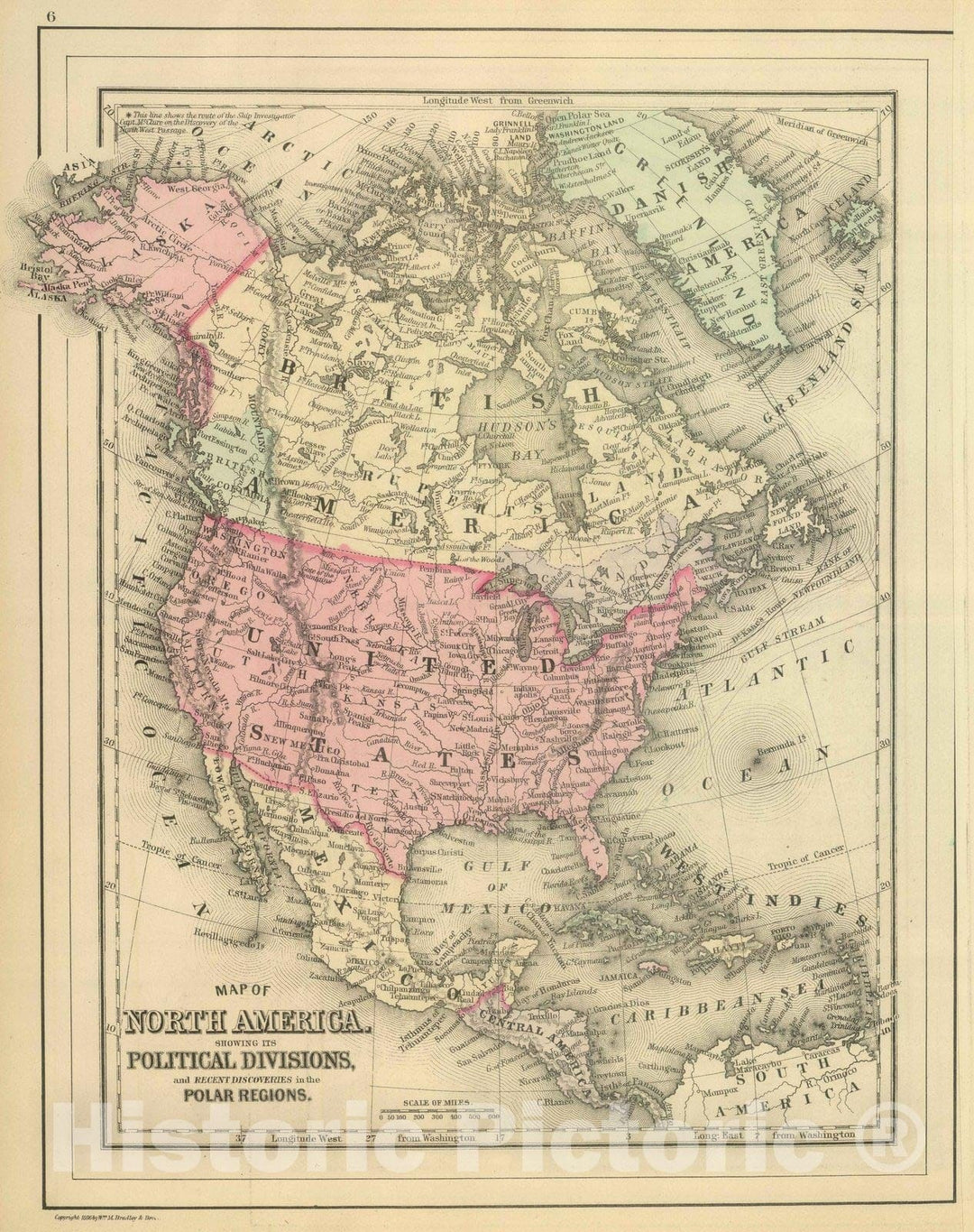 Historic Map : 1886 North America. v1 - Vintage Wall Art