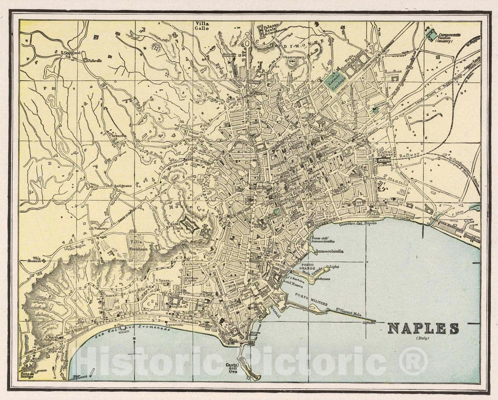 Historic Map - 1901 Naples, Italy - Vintage Wall Art