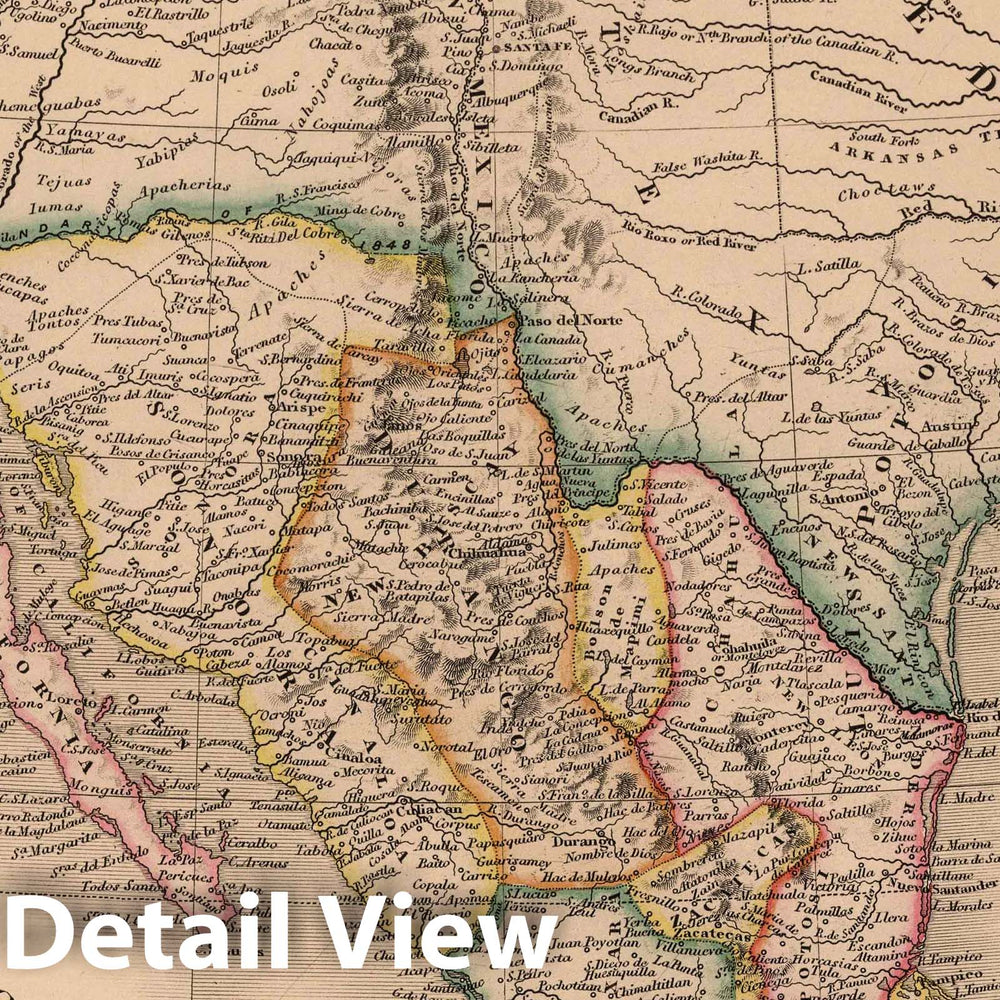 Historic Wall Map : 1864 Republic of Mexico and Texas - Vintage Wall Art