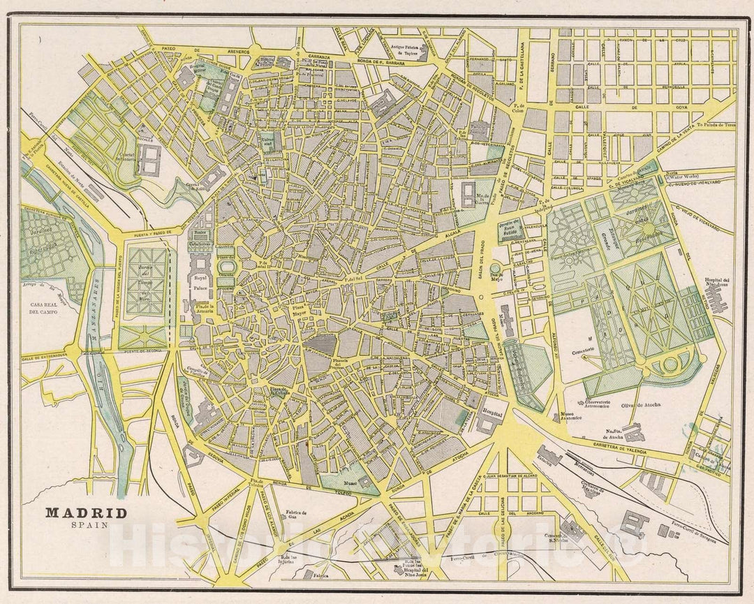 Historic Map : 1901 Madrid, Spain - Vintage Wall Art