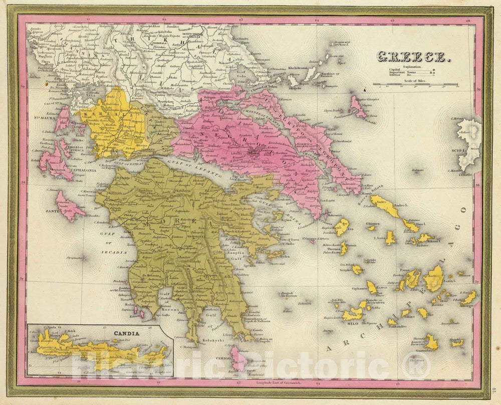 Historic Map : 1846 Greece. - Vintage Wall Art