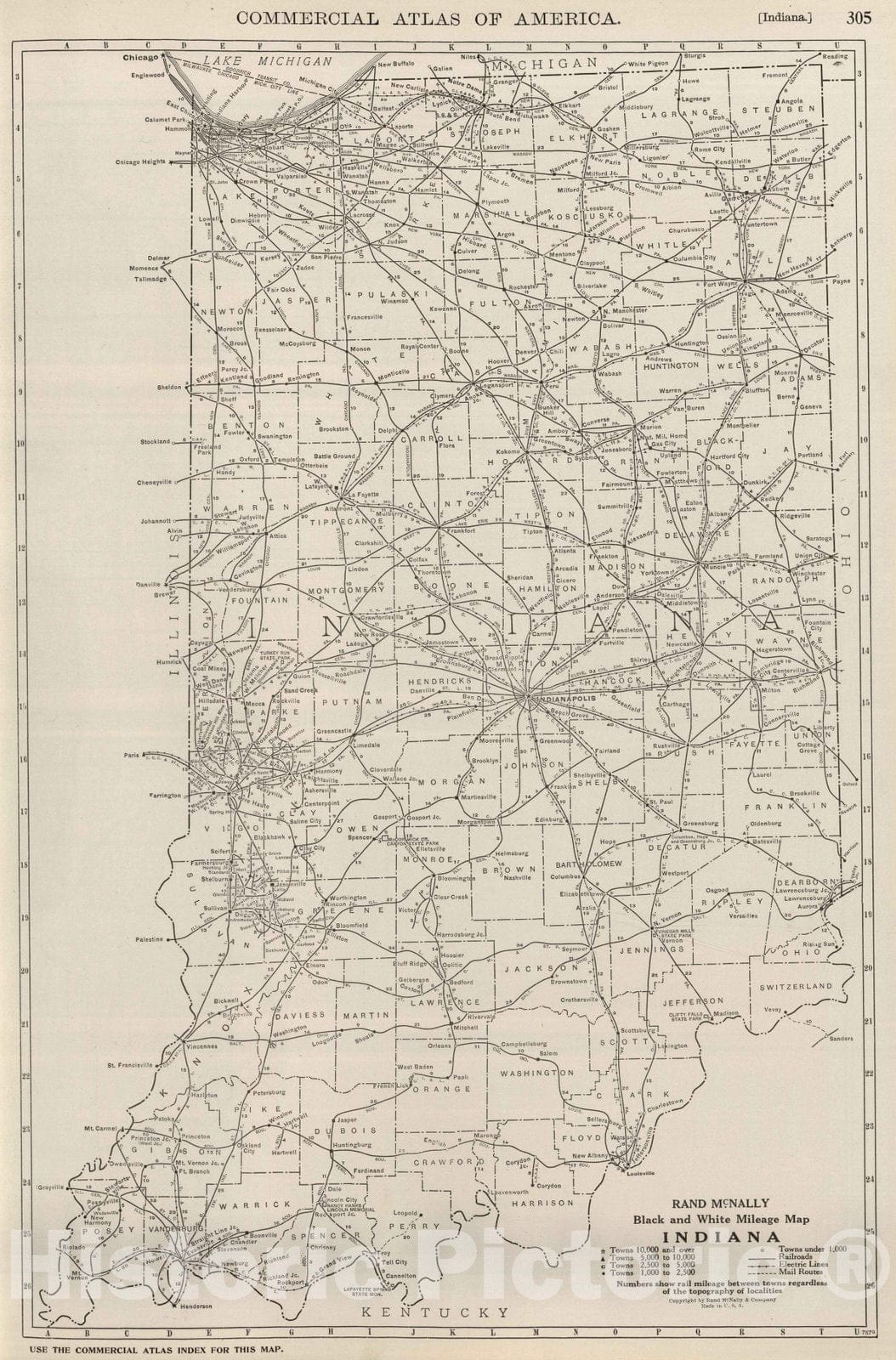 Historic Map : National Atlas - 1924 Indiana. - Vintage Wall Art