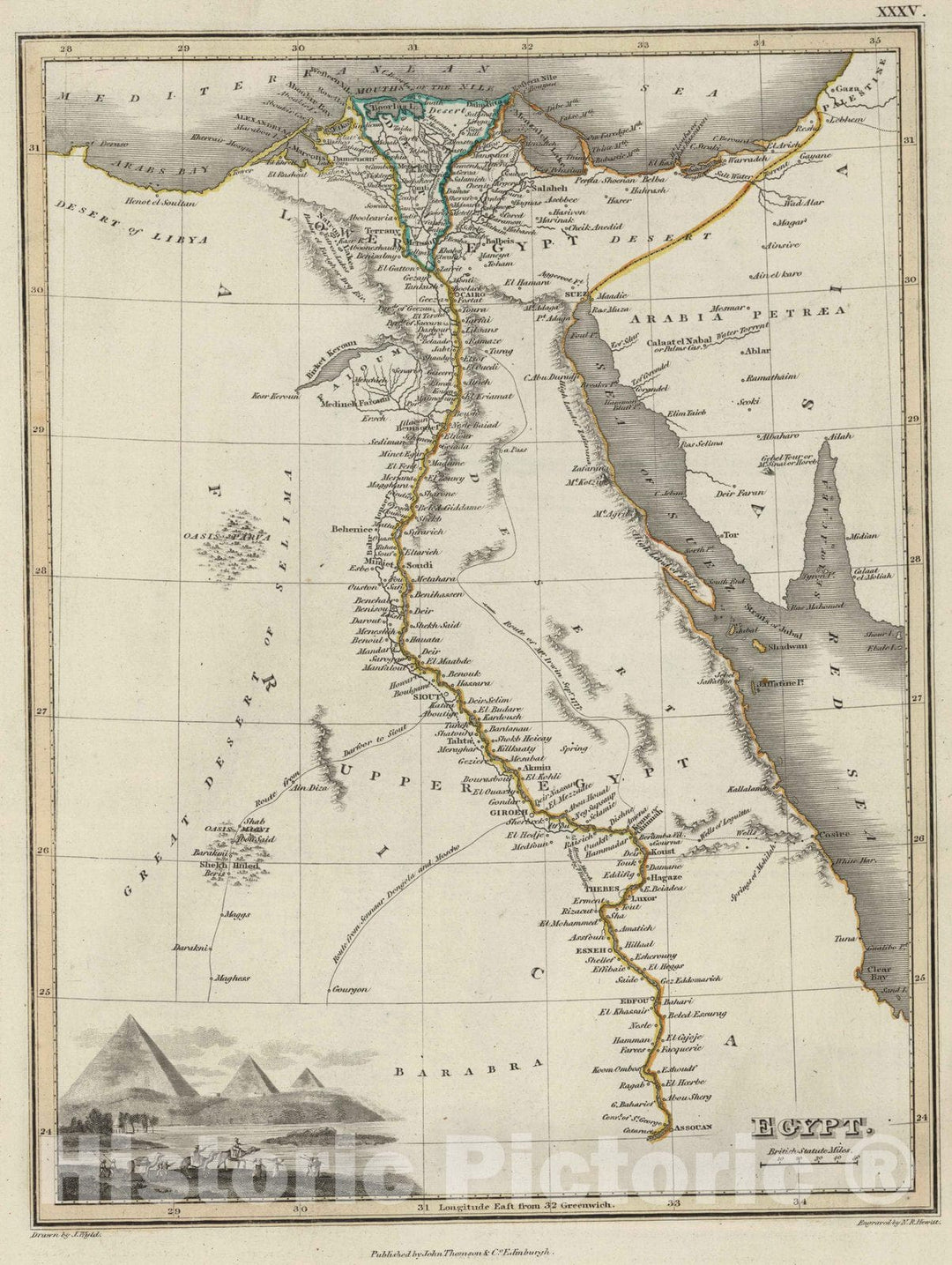 Historic Wall Map : 1824 Egypt - Vintage Wall Art