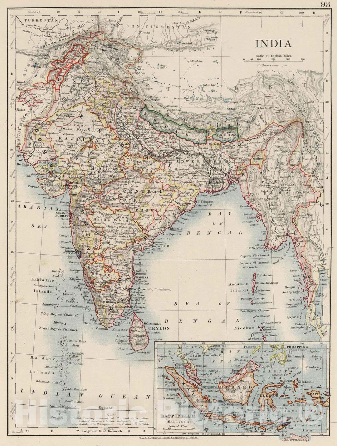 Historic Map : 1906 India. East India Is. - Vintage Wall Art