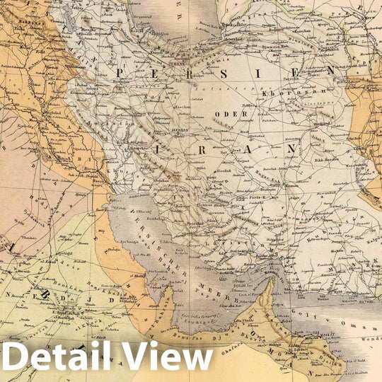 Historic Map : 1886 Asia, Syria, Arabia, Iran and Turan, Balutschistan, Afghanistan, Iraq, and the Caucasus Countries.) - Vintage Wall Art