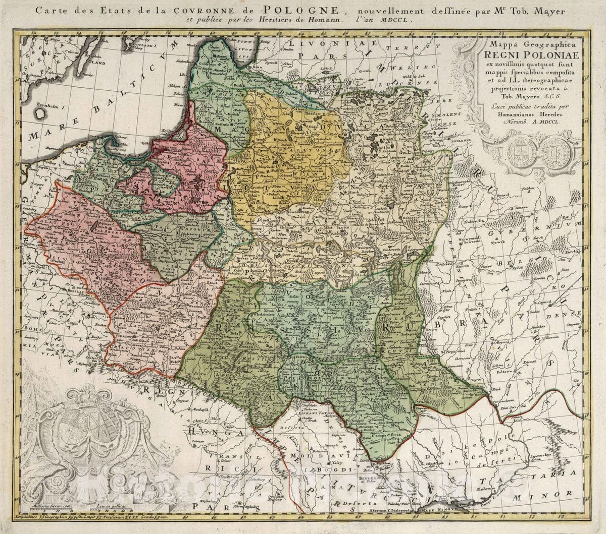 Historic Map : Poland, 1750 Mappa Geographica Regni Poloniae. , Vintage Wall Art