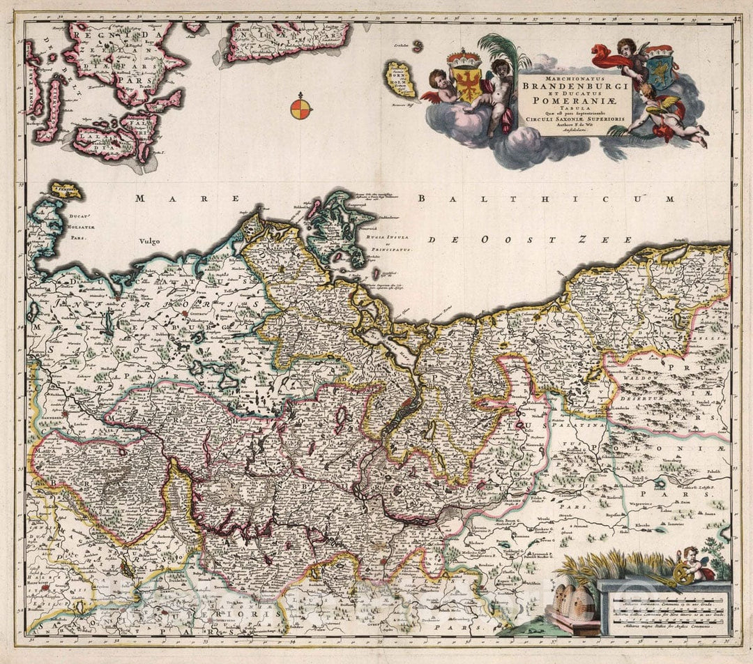 Historic Map : Pommerania (Germany and Poland) 1682 Marchionatus Brandenburgi et Ducatus Pomeraniae Tabula. , Vintage Wall Art