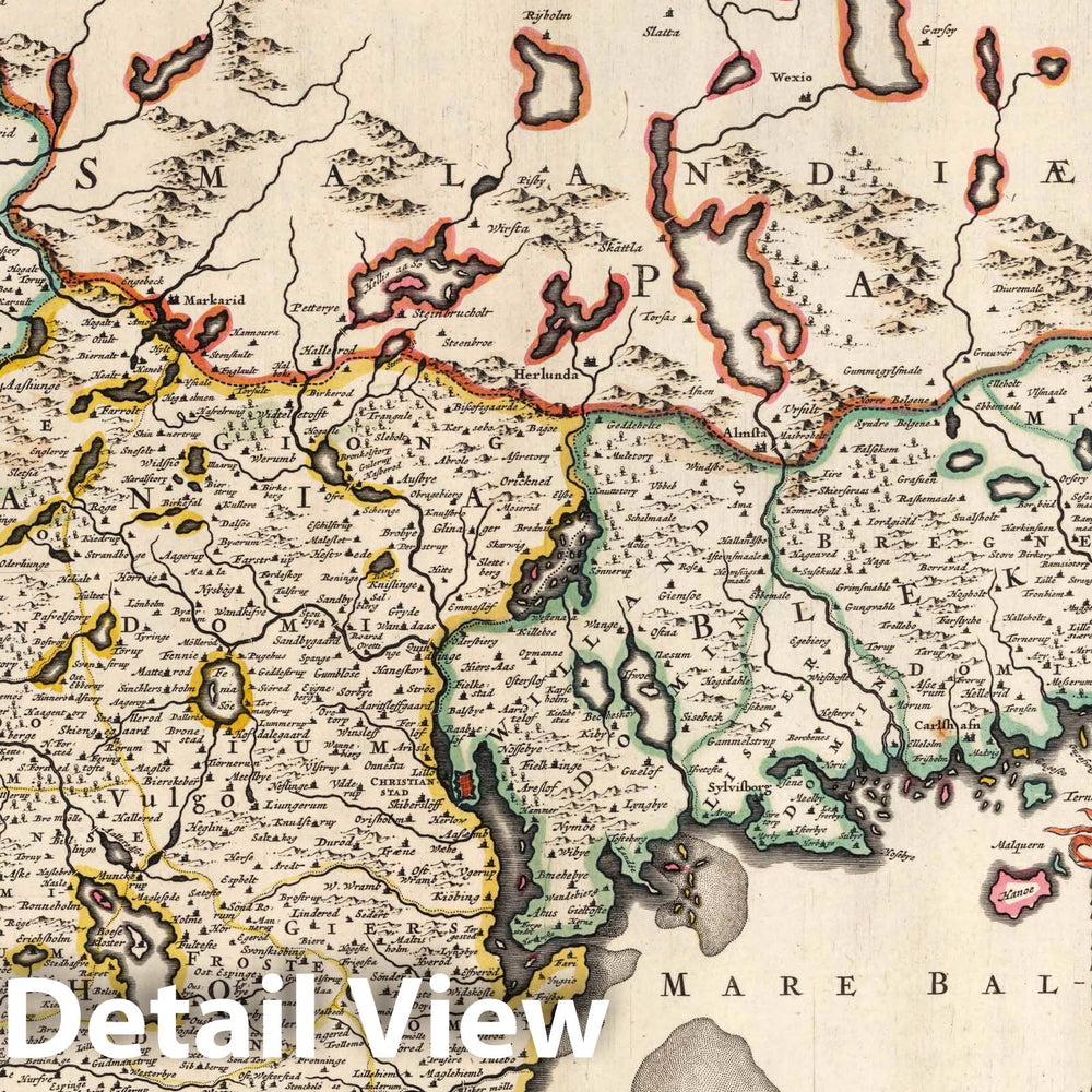 Historic Map : Sweden, 1682 Accurata Scaniae, Blekingiae et Hallandiae. , Vintage Wall Art