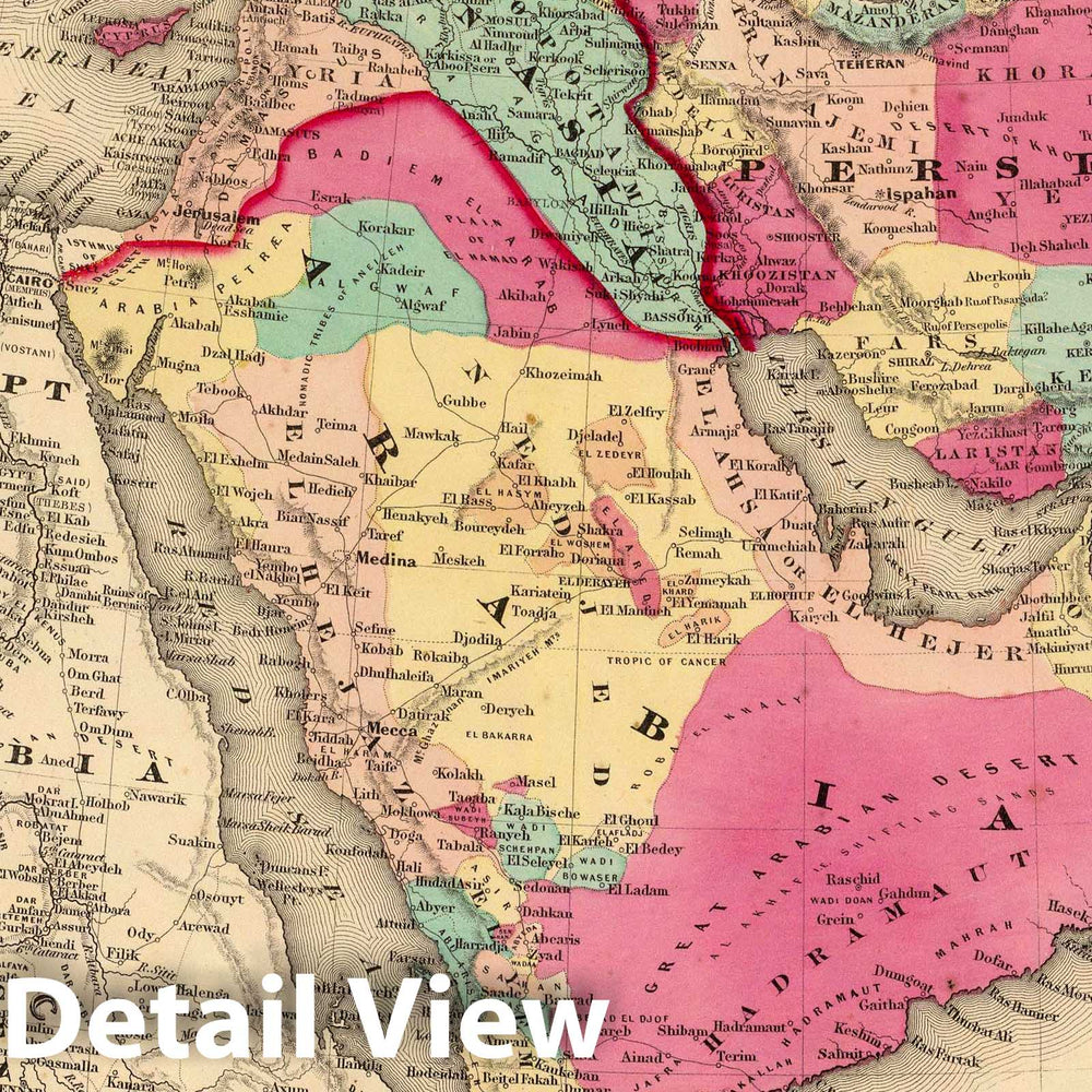 Historic Map : 1860 Turkey In Asia Persia Arabia &c. - Vintage Wall Art