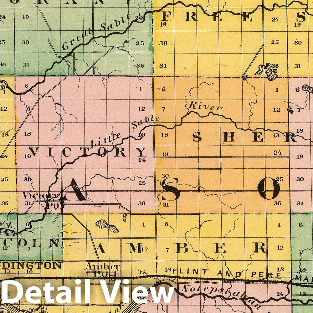 Historic Map : 1873 (Map of Mason County, Michigan) - Vintage Wall Art