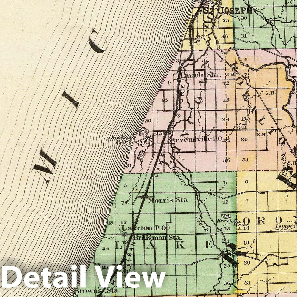 Historic Map : 1873 (Map of Berrien County, Michigan) - Vintage Wall Art