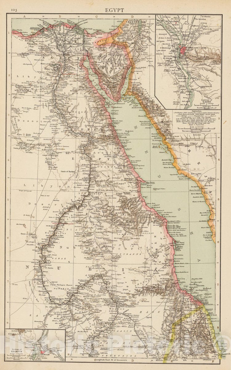 Historic Map : 1895 Egypt. - Vintage Wall Art