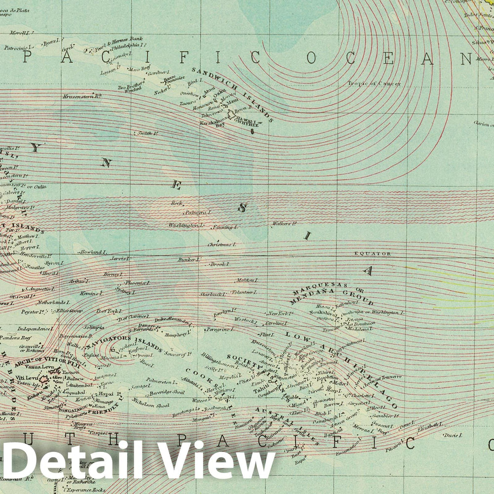 Historic Map : 1883 Pacific Ocean. - Vintage Wall Art