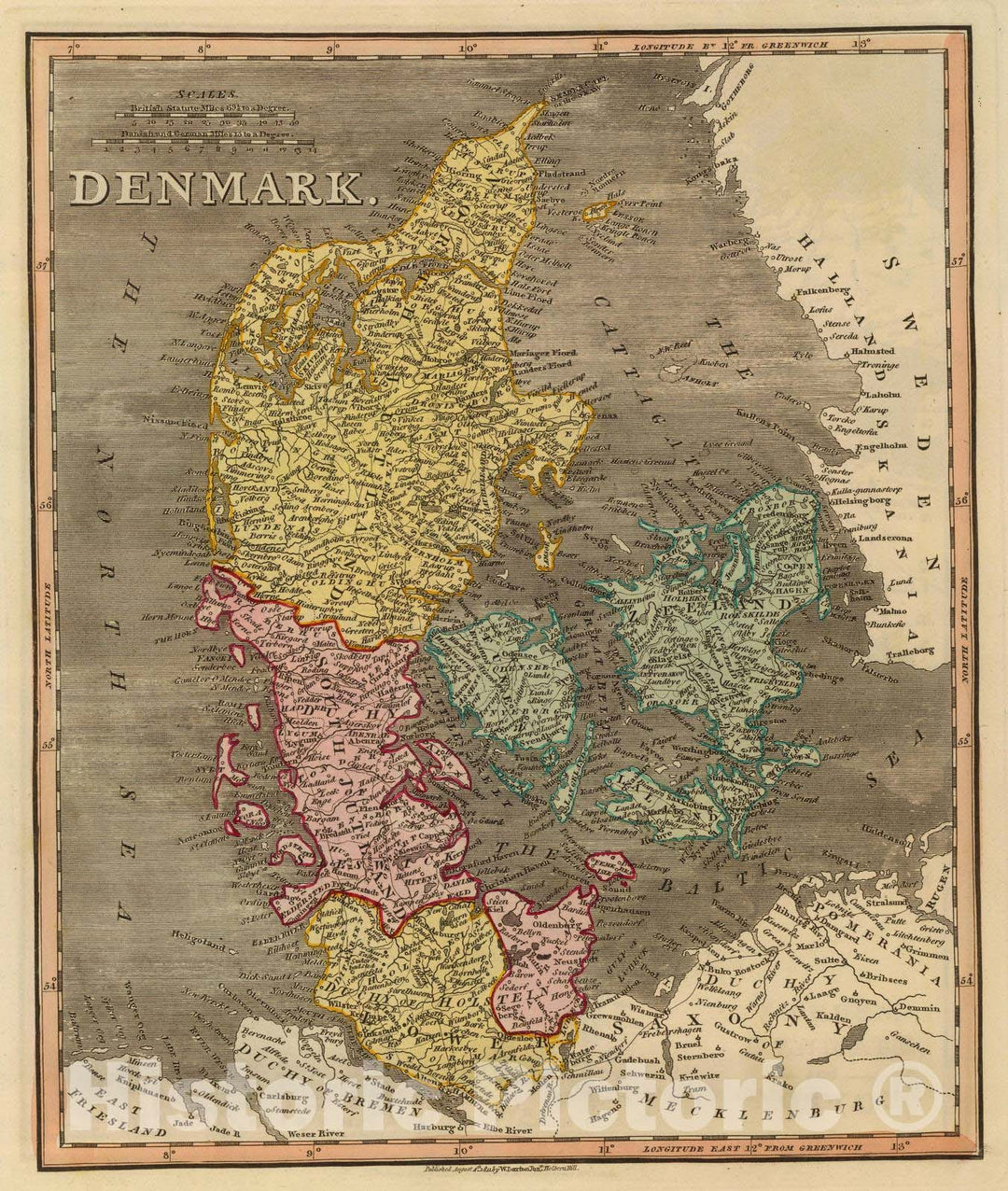 Historic Map : 1811 Denmark. v2 - Vintage Wall Art