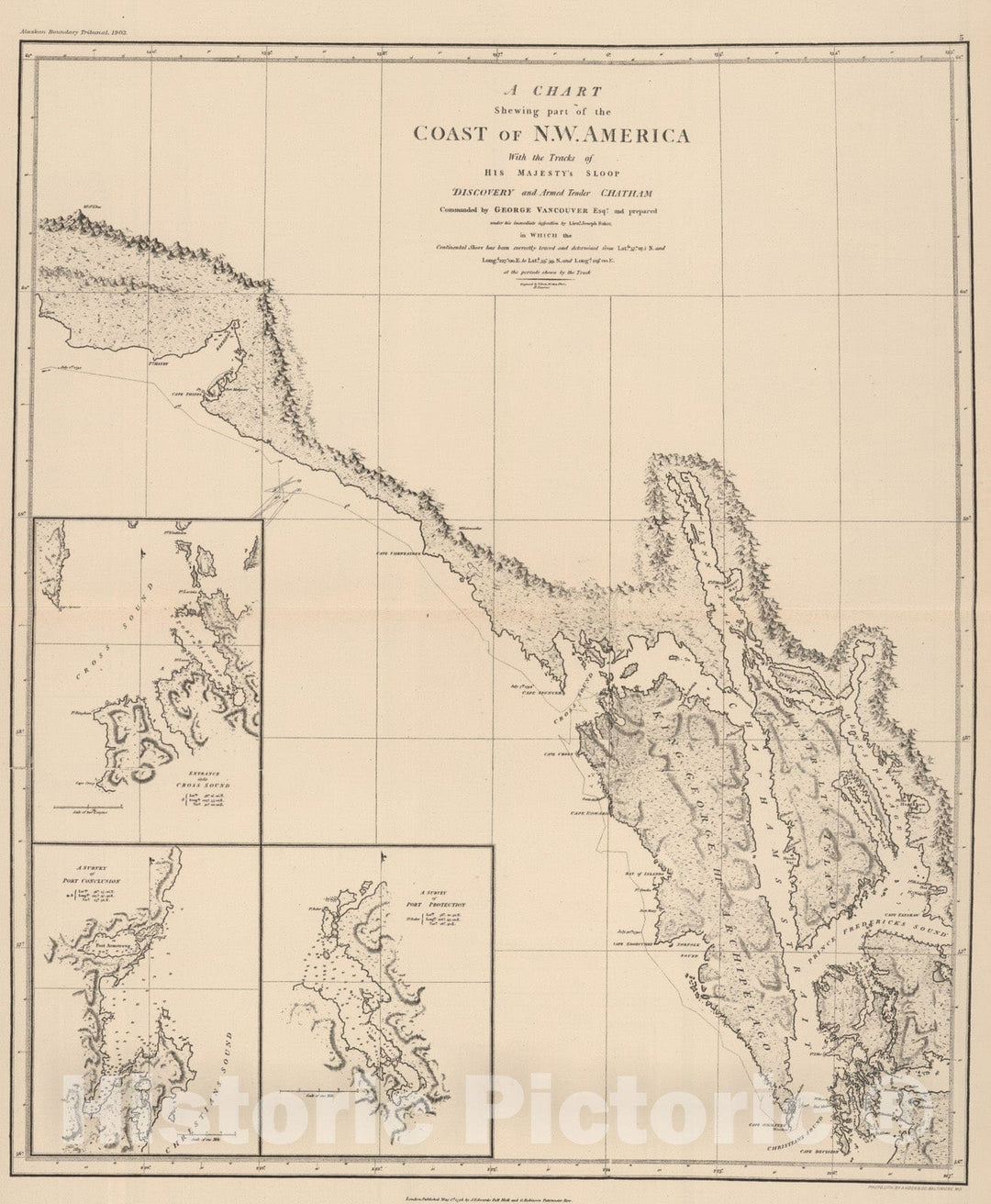 Historic Wall Map : 1798 Vancouver's Chart of Coast of Northwest America. v1 - Vintage Wall Art