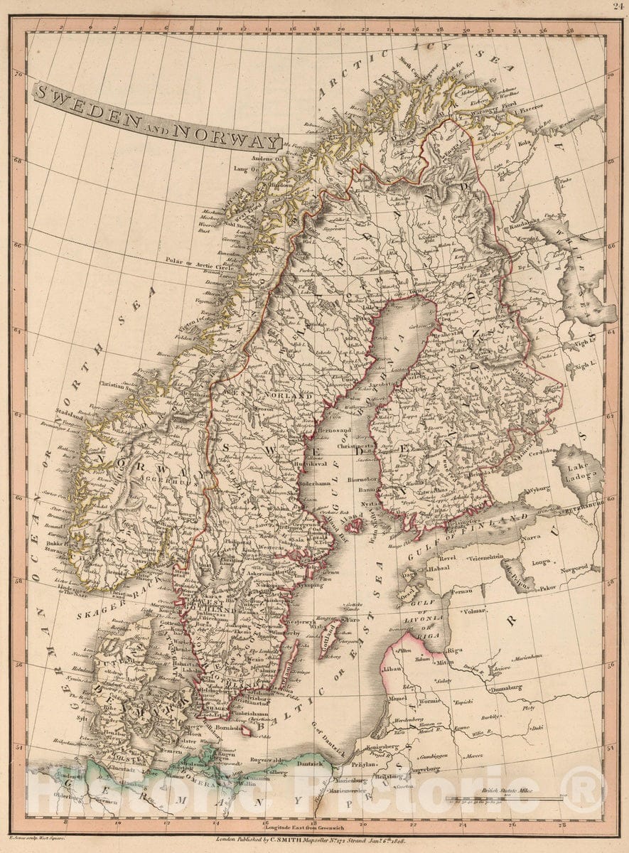 Historic Map : 1808 Sweden and Norway. - Vintage Wall Art