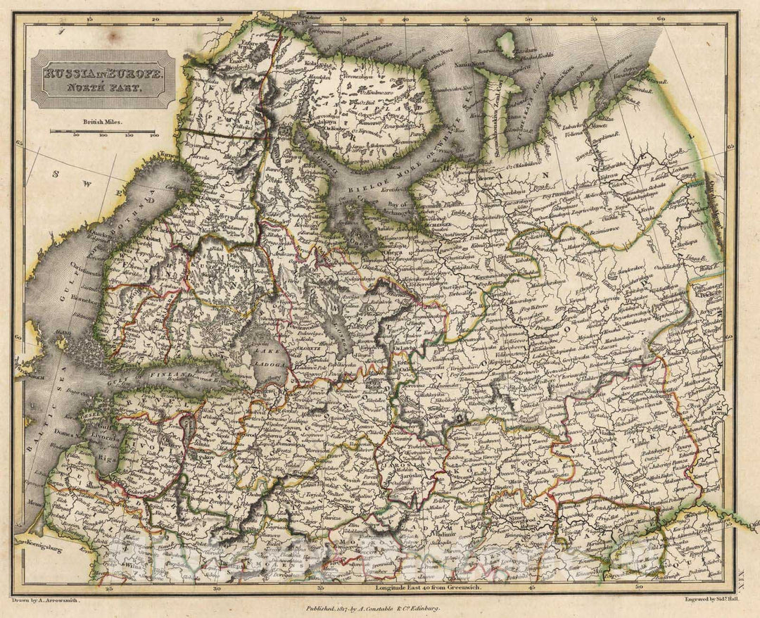 Historic Map : 1817 Russia in Europe. North Part - Vintage Wall Art