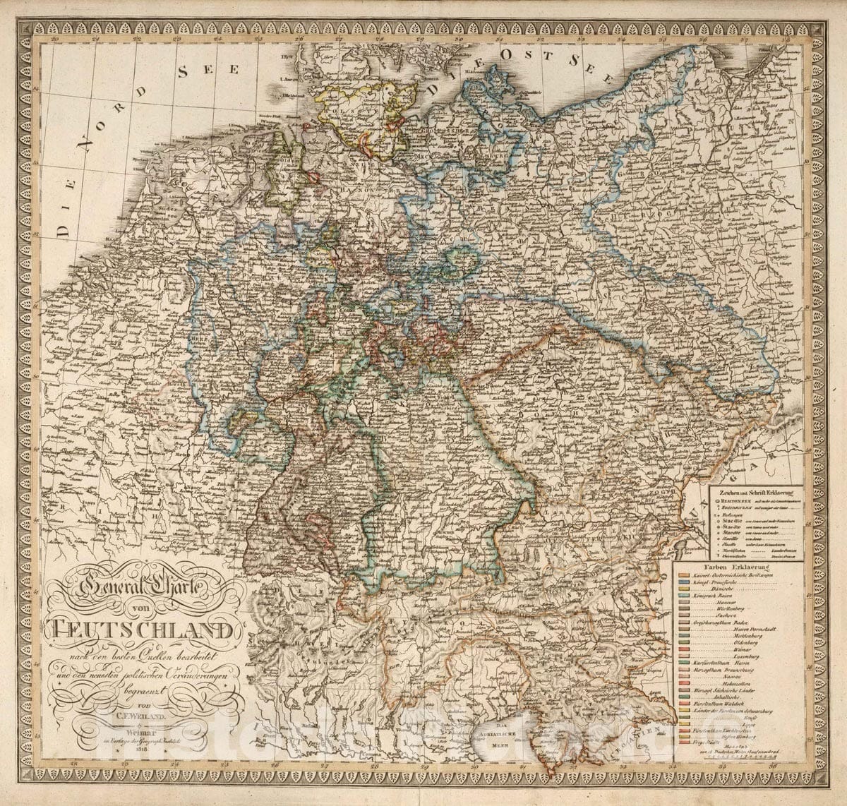 Historic Map : 1818 IV. Teutschland. Germany. - Vintage Wall Art