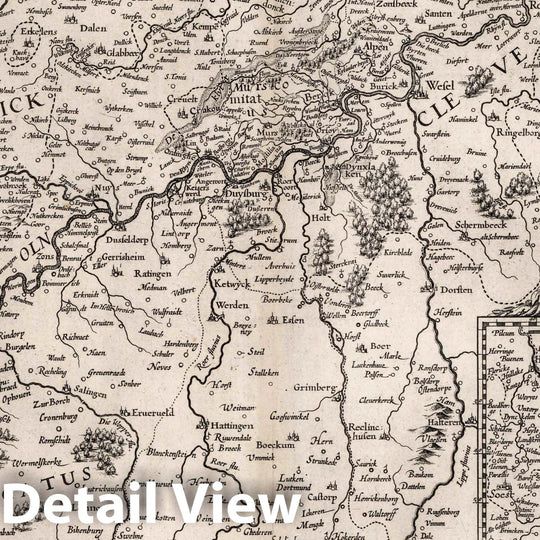 Historic Map : Upper Swabia , Germany 1610 De Hertochdommen Gulick Cleve Berghe en de Graefschappen vander Marck en Ravensbergh. , Vintage Wall Art