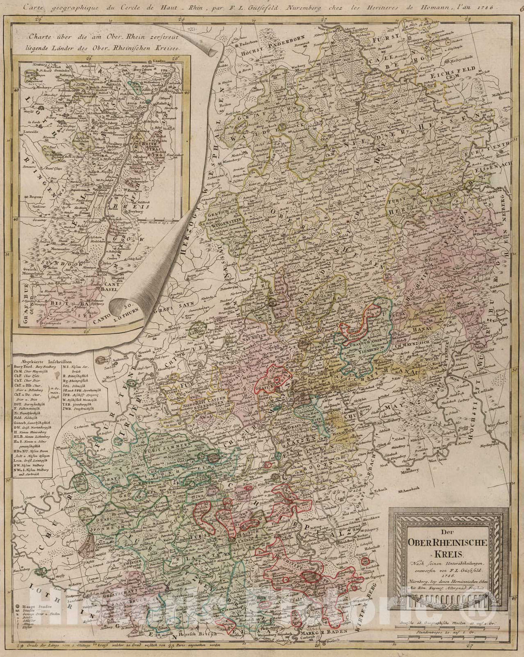 Historic Map : Germany, 1786 Der Ober Rheinische Kreis. , Vintage Wall Art