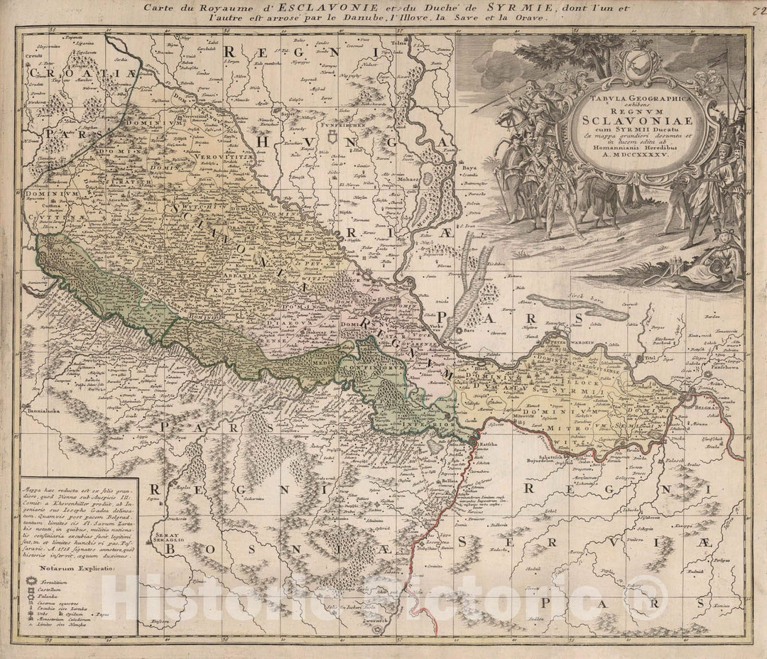 Historic Map : Serbia, 1745 Regnum Sclavoniae. , Vintage Wall Art