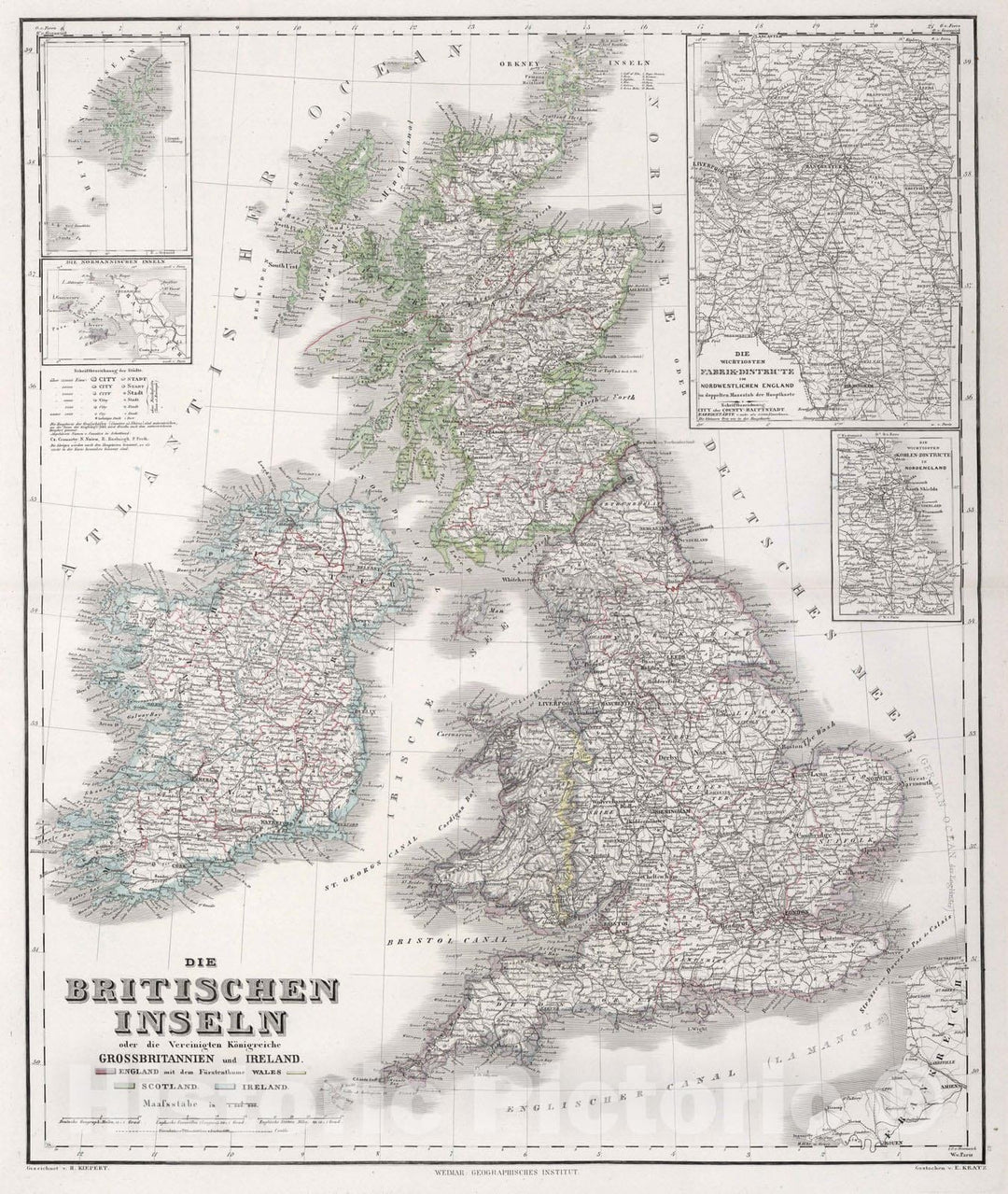 Historic Map : 1875 British Isles, Great Britain and Ireland. - Vintage Wall Art