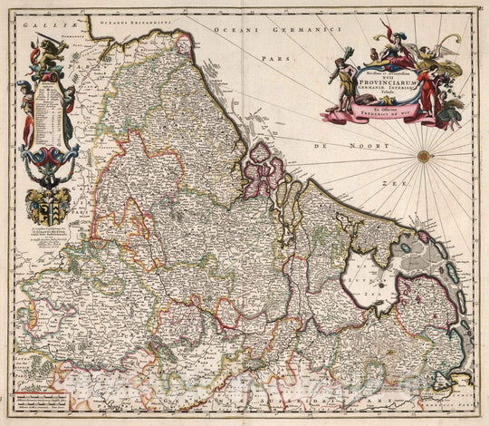 Historic Map : Netherlands, 1682 Novissima et accuratissima XVII Provinciarum Germaniae Inferioris Tabula. , Vintage Wall Art