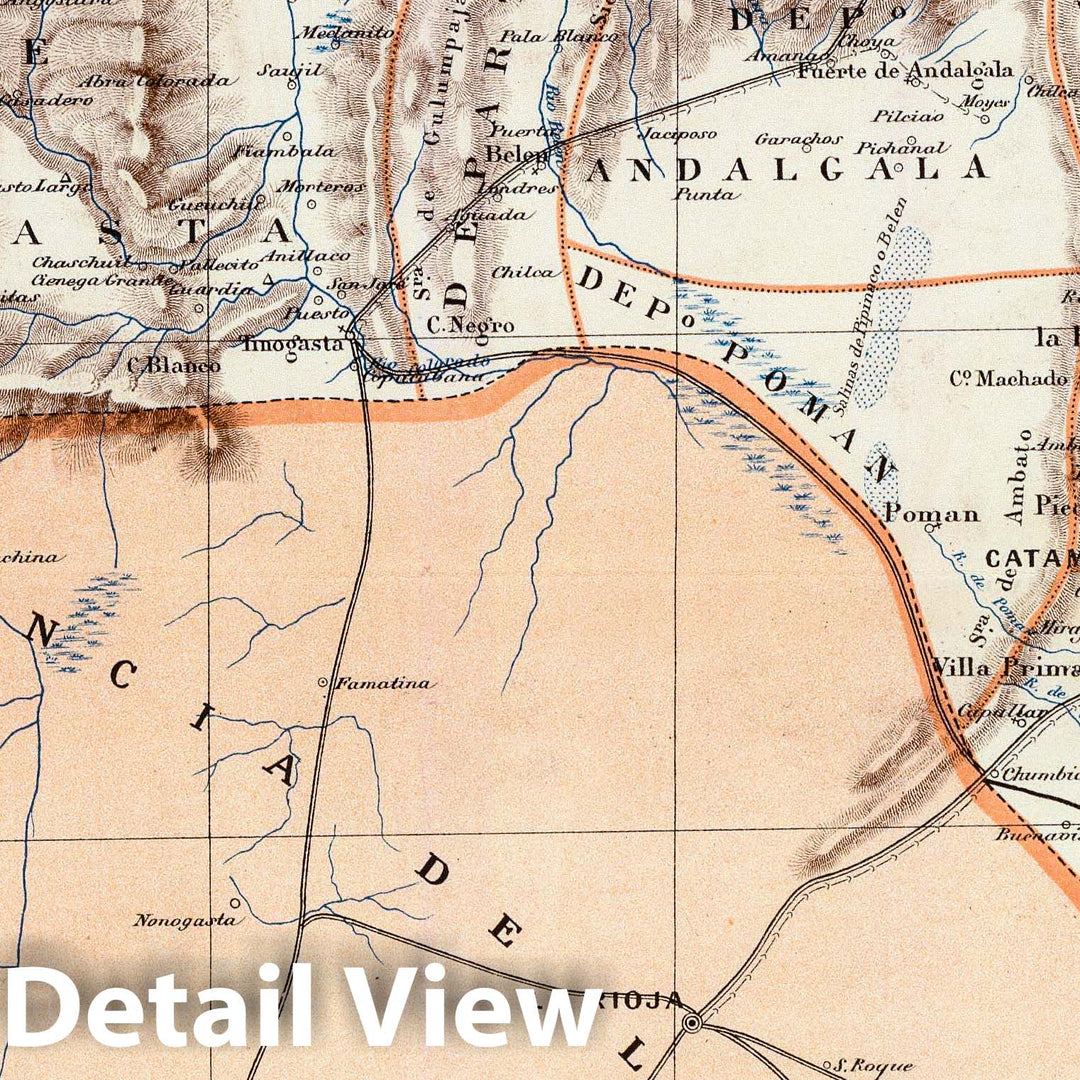 Historic Map : Argentina, Catamarca (Argentina : Province) 1888 Provincia de Catamarca. , Vintage Wall Art