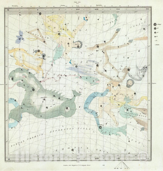 Historic Map : Celestial Atlas - 1844 Anno 1830. No. 1. Sept, Oct, Nov. - Vintage Wall Art