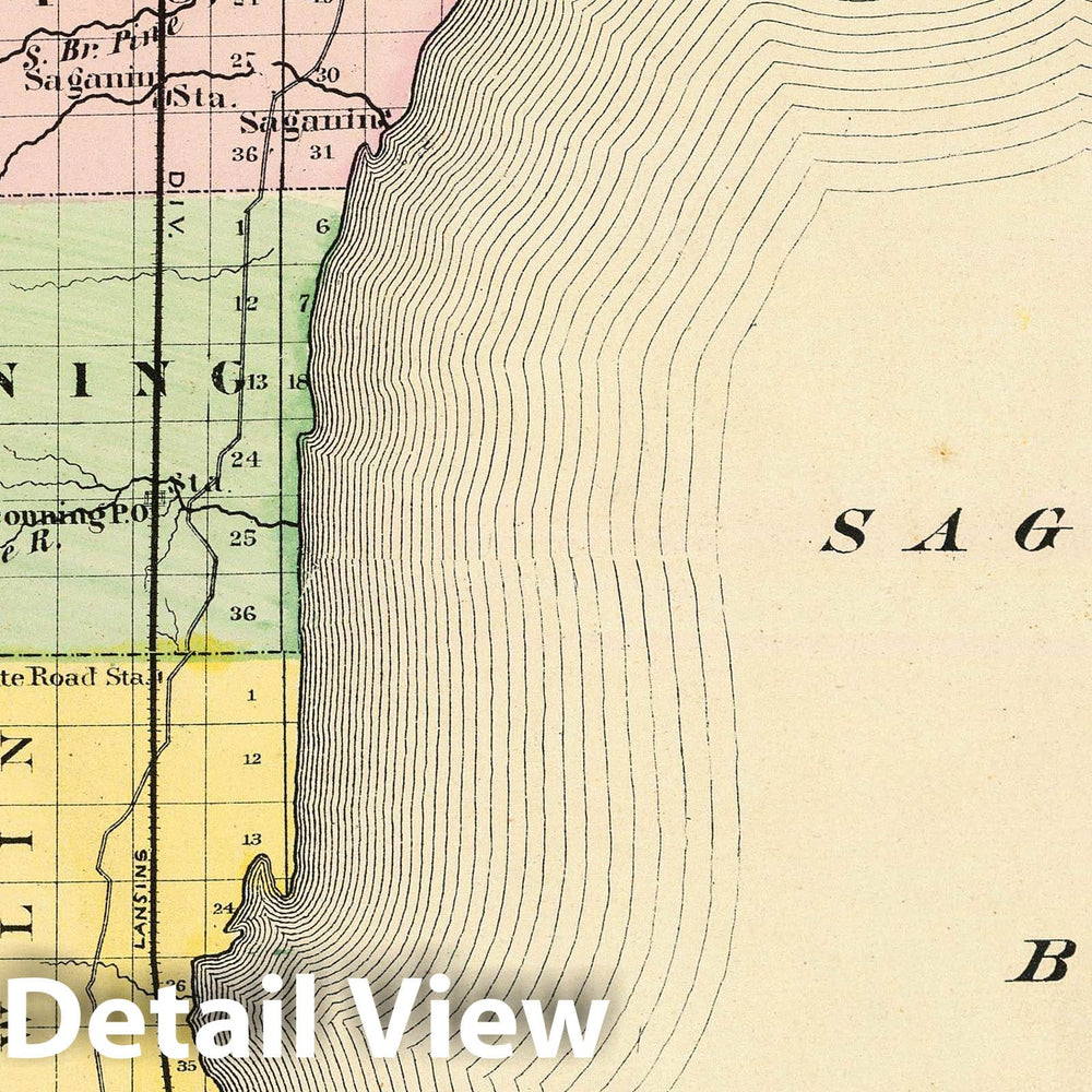 Historic Map : 1873 (Map of Bay County, Michigan) - Vintage Wall Art