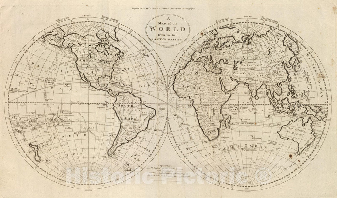 Historic Map : 1811 Map of the World. - Vintage Wall Art