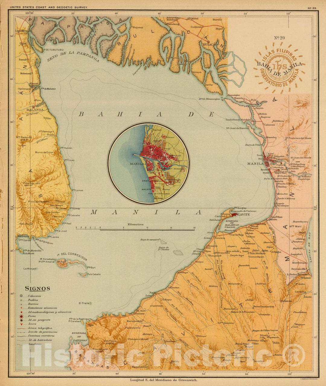 Historic Map : Philippines, 1899 No. 29. Bahia de Manila. , Vintage Wall Art