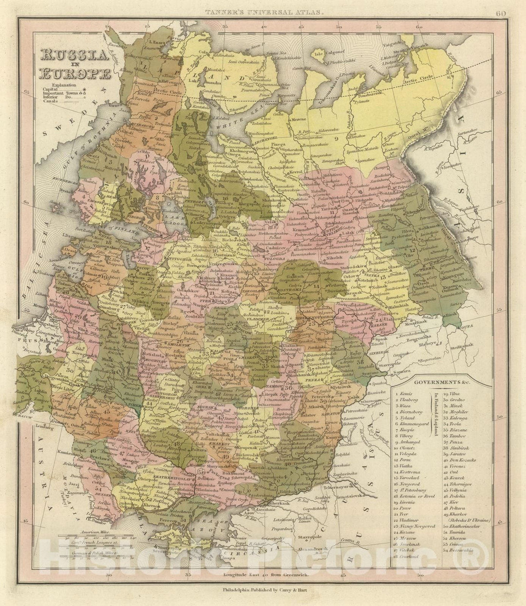 Historic Map : 1845 Russia In Europe. v2 - Vintage Wall Art