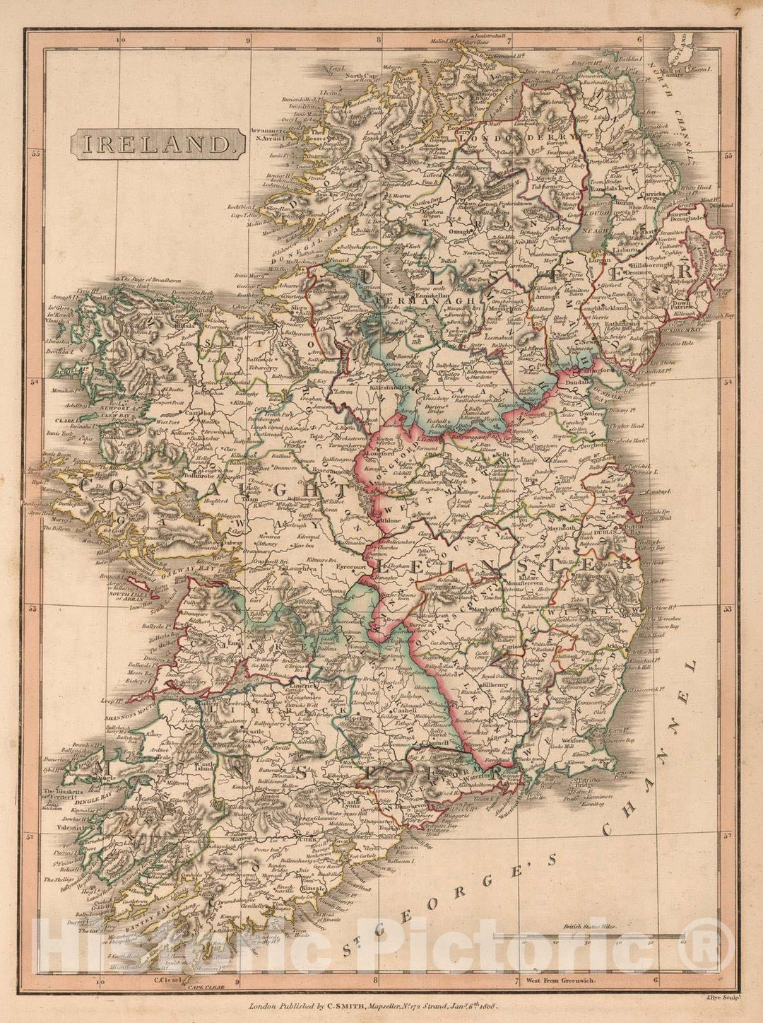 Historic Map : 1808 Ireland. v1 - Vintage Wall Art