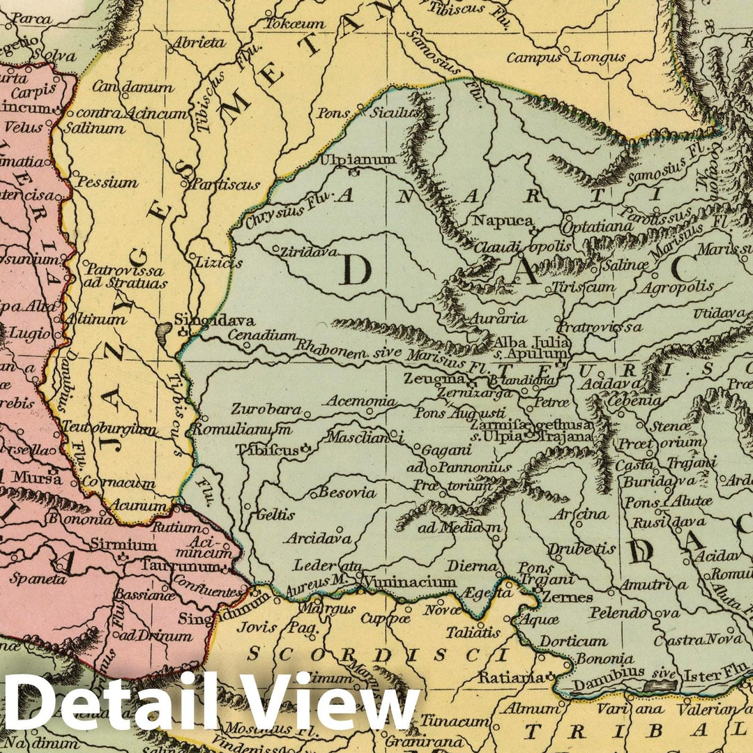 Historic Map : Bosnia & Herzegovina; Romania; Croatia; Serbia, 1823 Pannonia, Dacia, Illyricum et Moesia. , Vintage Wall Art