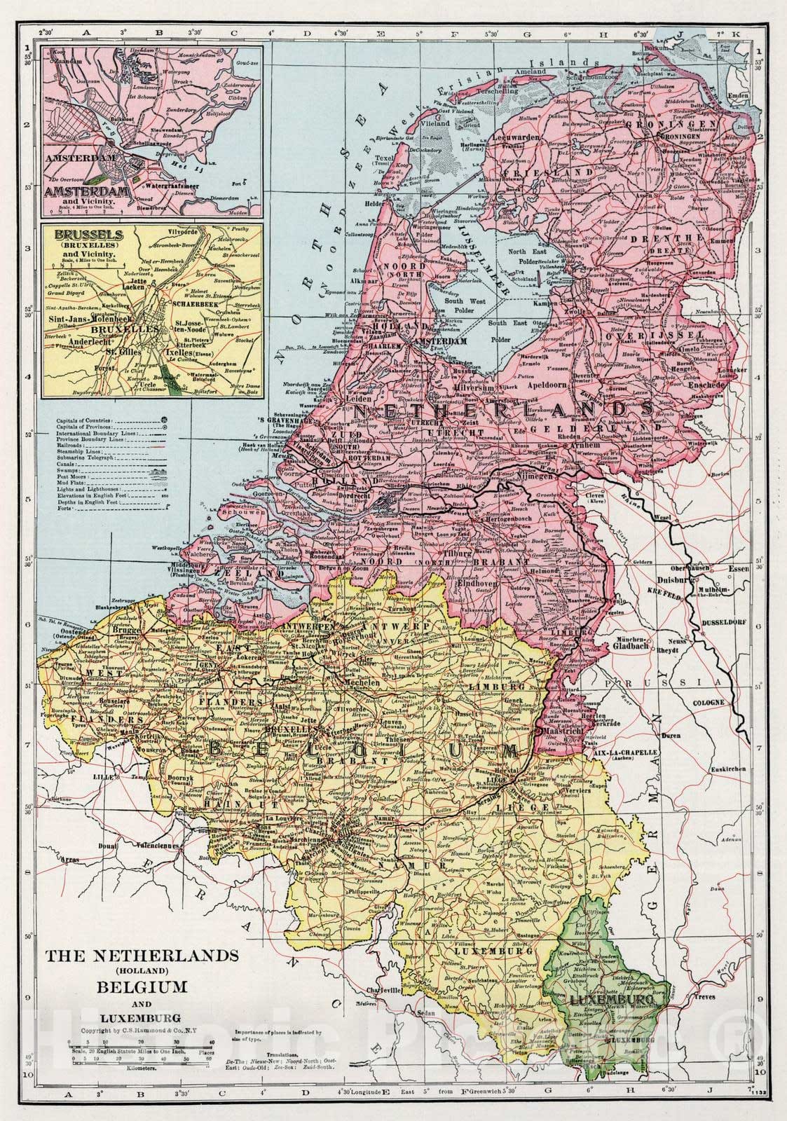 Historic Map : 1948 Netherlands, Belgium, and Luxemburg. - Vintage Wall Art