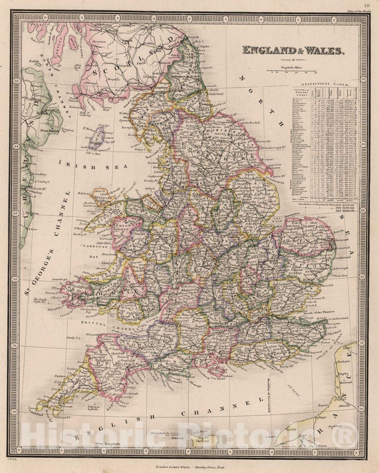 Historic Map : 1864 England and Wales v1 - Vintage Wall Art