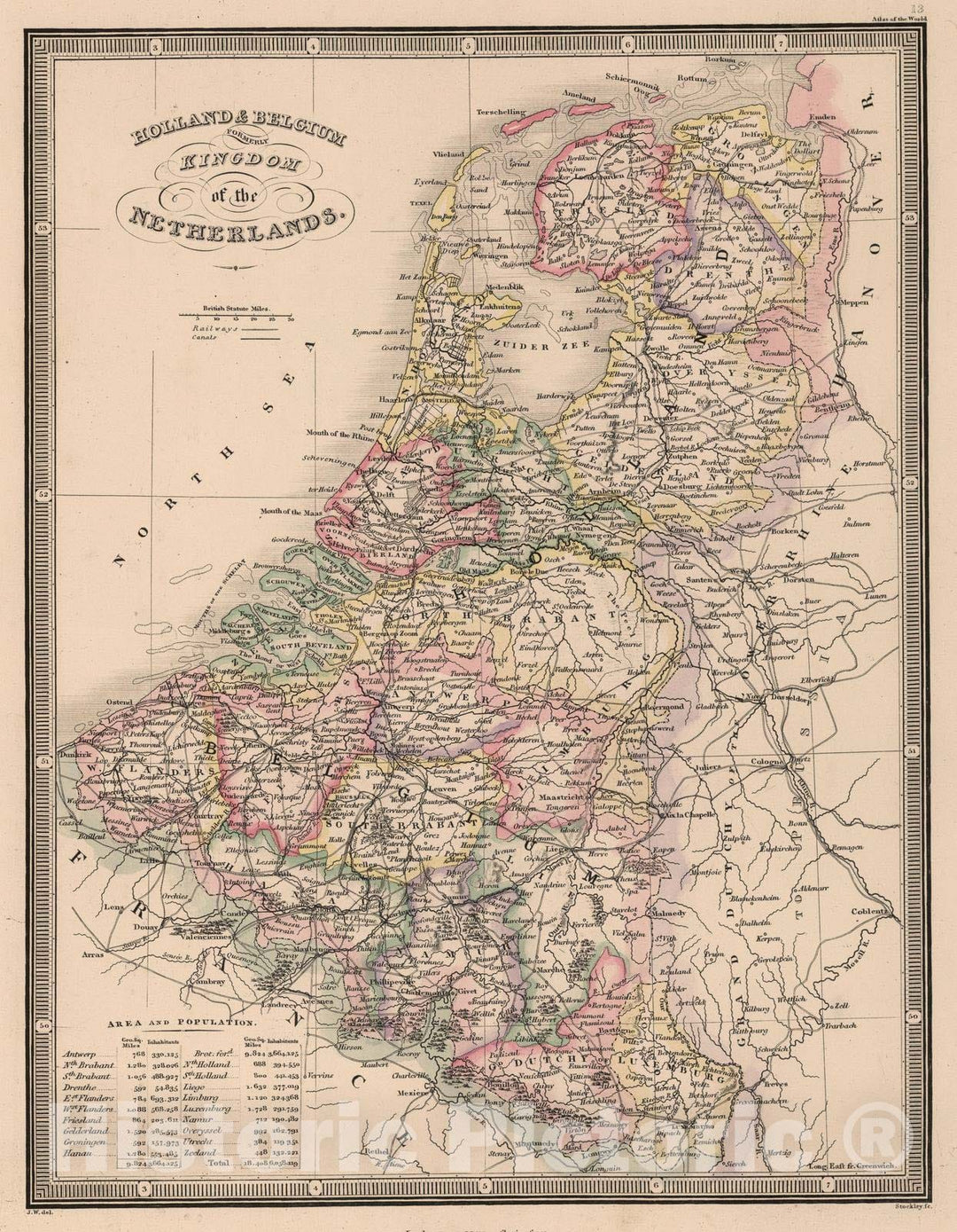 Historic Map : 1864 Holand and Belgium formerly Kingdom of the Netherlands - Vintage Wall Art