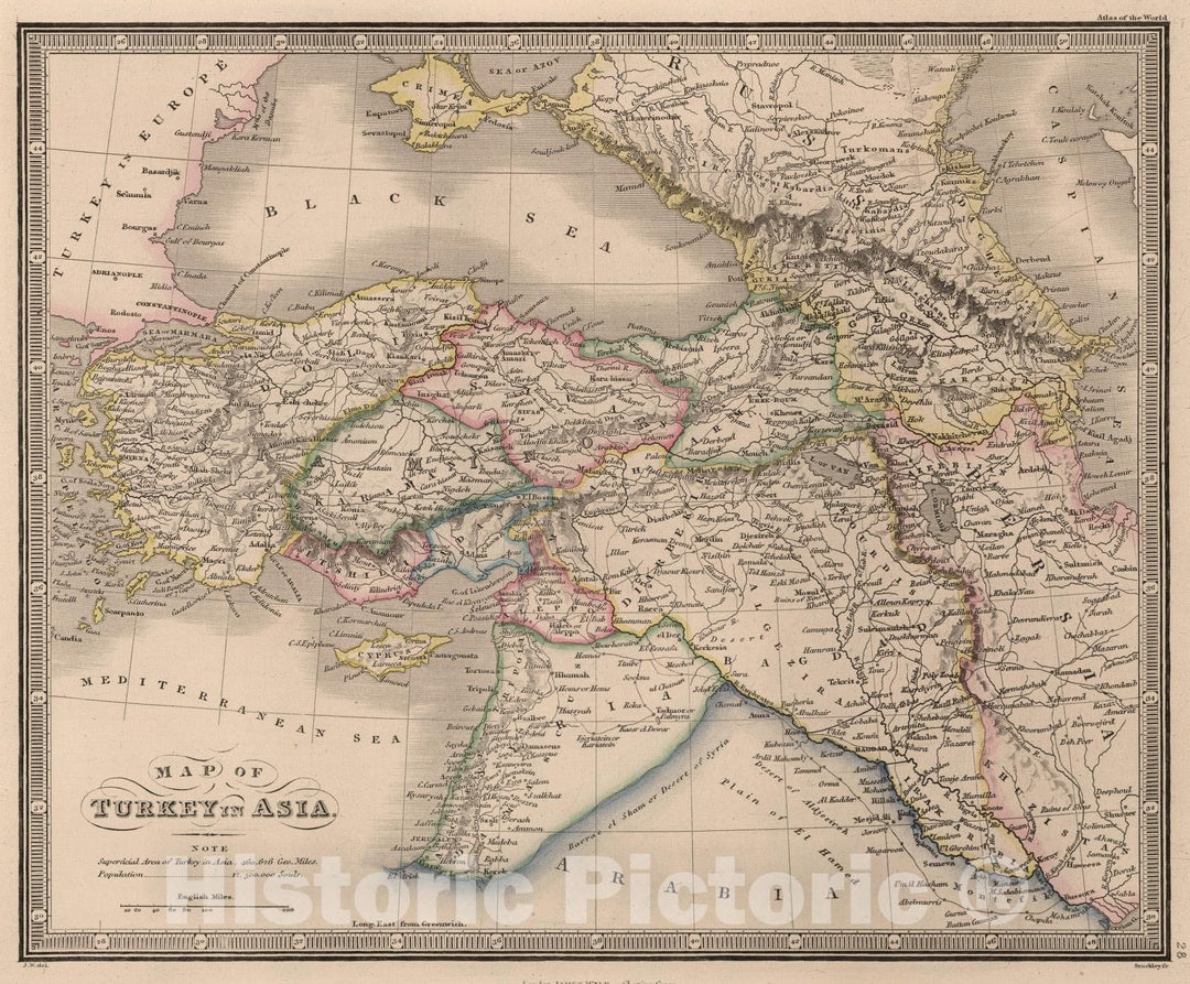 Historic Map : 1864 Map of Turkey in Asia - Vintage Wall Art