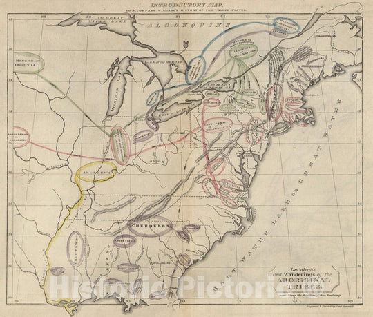 Historic Map : School Atlas - 1829 Introductory Map To Accompany Willard's History Of The United States - Vintage Wall Art