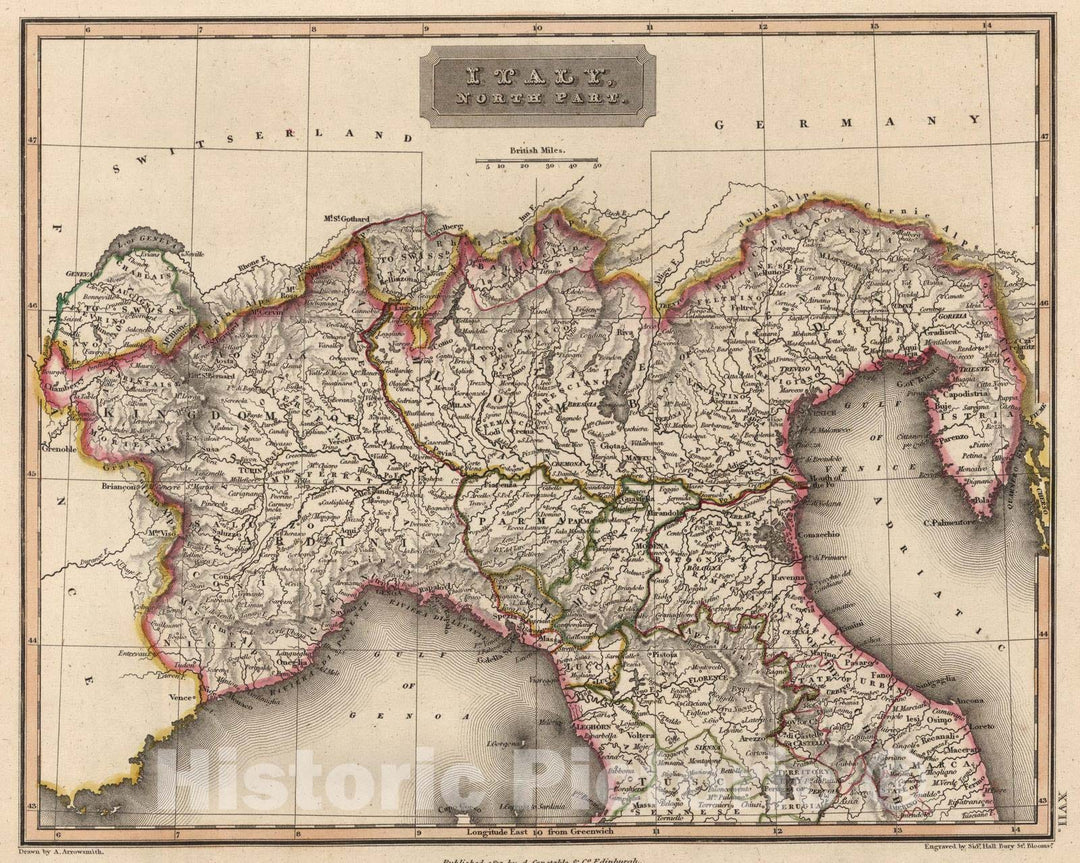 Historic Map : 1817 Italy, North Part - Vintage Wall Art