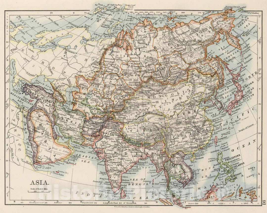 Historic Map : 1906 Asia : Vintage Wall Art