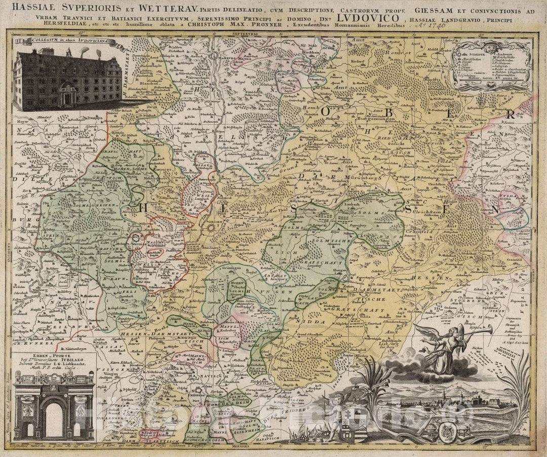 Historic Map : Germany, 1740 Hassiae Superioris et Wetterau. , Vintage Wall Art