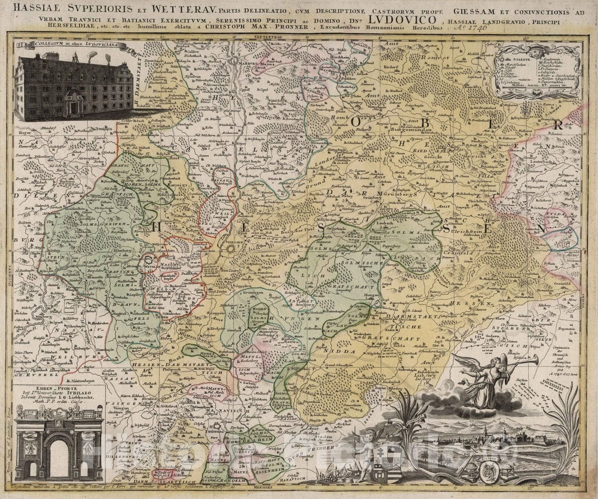 Historic Map : Germany, 1740 Hassiae Superioris et Wetterau. , Vintage Wall Art