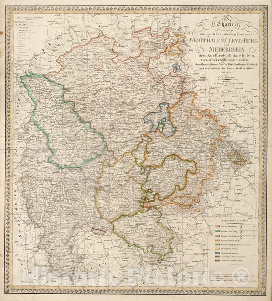 Historic Map : Wesfalen , Germany 1818 XVIII. Westfalen, Cleve-berg and Niederrhein, Germany. , Vintage Wall Art