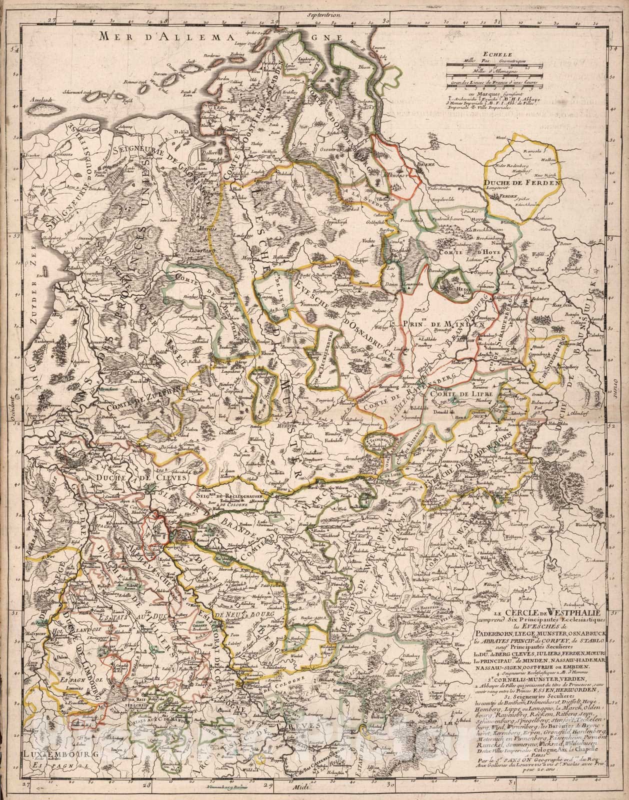 Historic Map : 1697 Westphalia, Germany. - Vintage Wall Art