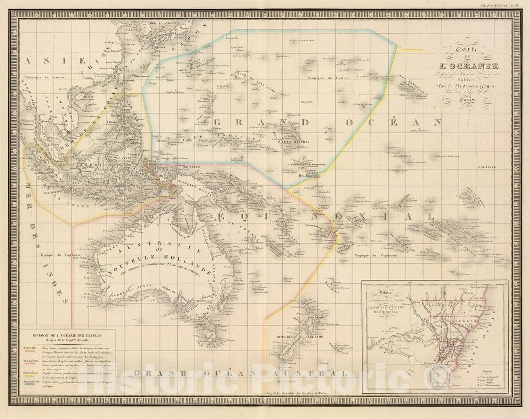 Historic Map : 1850 L'Oceanie. - Vintage Wall Art